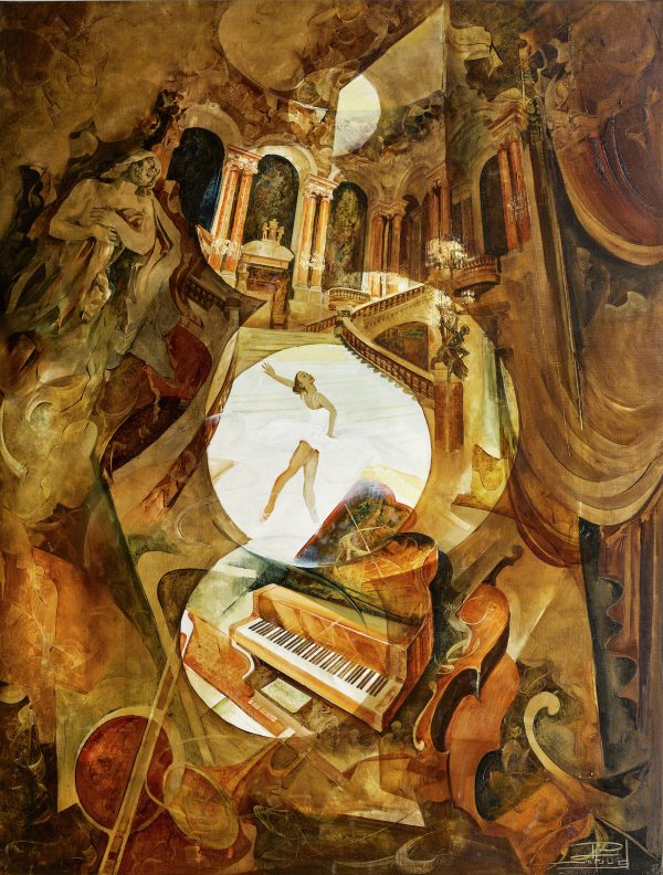 SURAUD Roger Le grand escalier Huile sur toile (130 x 97 cm)